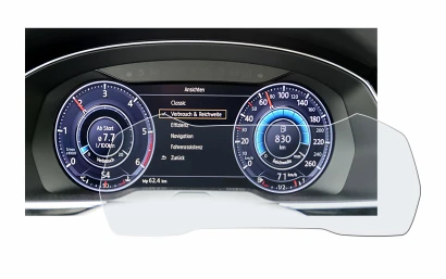 Abbildung des Geräts Volkswagen Passat Active Info Cockpit 12.3" mit einer Vielzahl des Displayschutzes.