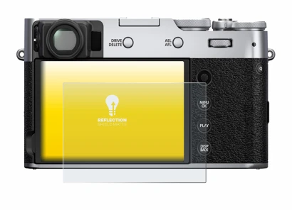 Abbildung des Geräts Fujifilm X100V mit einer Vielzahl des Displayschutzes.