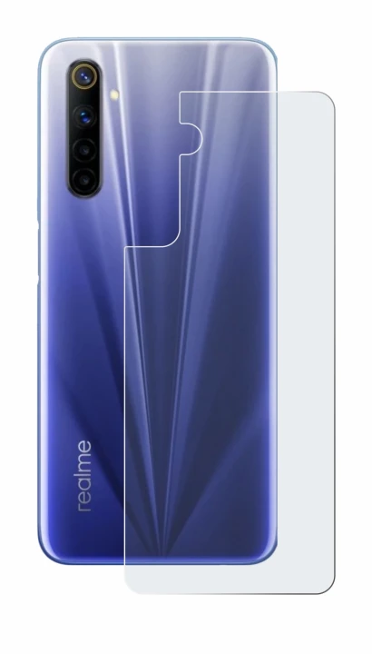 Abbildung des Geräts realme 6 (Rückseite) mit einer Vielzahl des Displayschutzes.