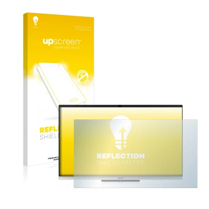 Vorderseite einer Produktverpackung mit dem Markenlogo upscreen. Daneben ist das Gerät Acer Aspire C24-963 mit dem zugehörigen