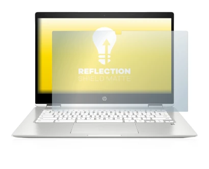 Abbildung des Geräts HP Chromebook x360 (14b-caX) mit einer Vielzahl des Displayschutzes.
