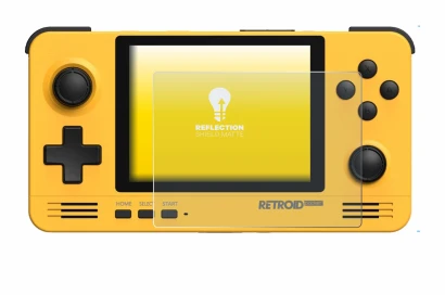 Abbildung des Geräts Retroid Pocket 2 mit einer Vielzahl des Displayschutzes.