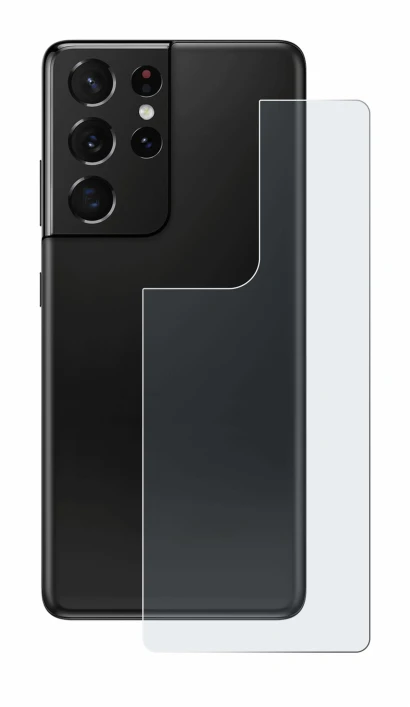 Abbildung des Geräts Samsung Galaxy S21 Ultra 5G (Rückseite) mit einer Vielzahl des Displayschutzes.
