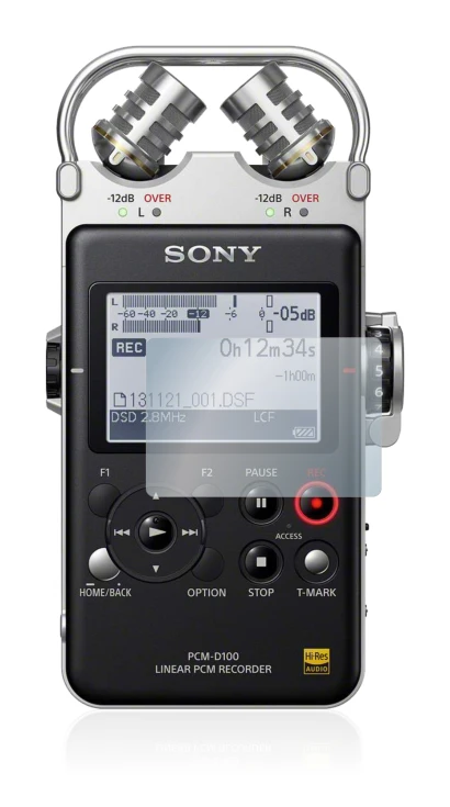 Abbildung des Geräts Sony PCM D100 mit einer Vielzahl des Displayschutzes.