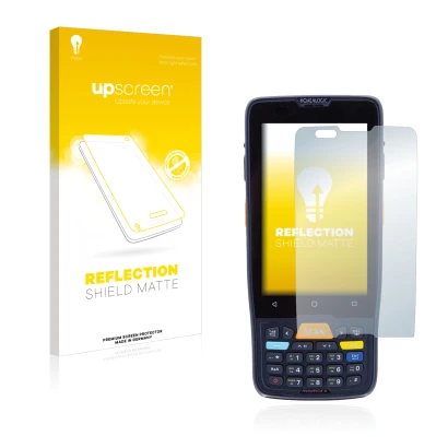 Vorderseite einer Produktverpackung mit dem Markenlogo upscreen. Daneben ist das Gerät Datalogic Memor K mit dem zugehörigen D