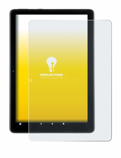 Abbildung des Geräts Amazon Fire HD 10 2021 (11. Gen.) mit einer Vielzahl des Displayschutzes.