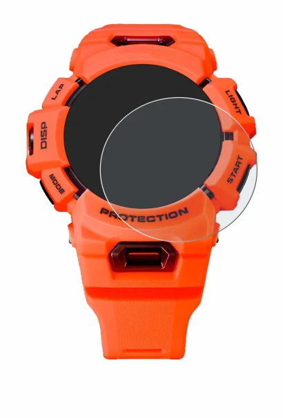 Abbildung des Geräts Casio G-Shock GBA-900 mit einer Vielzahl des Displayschutzes.