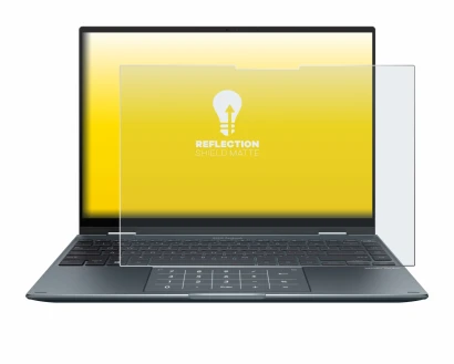Abbildung des Geräts ASUS ZenBook 14 Flip OLED mit einer Vielzahl des Displayschutzes.