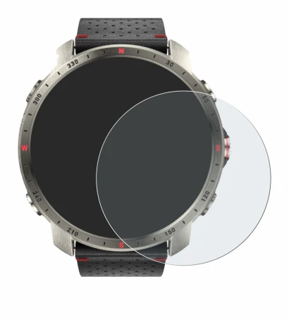 Abbildung des Geräts Polar Grit X Pro Titan mit einer Vielzahl des Displayschutzes.