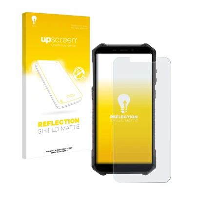 Vorderseite einer Produktverpackung mit dem Markenlogo upscreen. Daneben ist das Gerät Ulefone Armor X9 Pro mit dem zugehörige