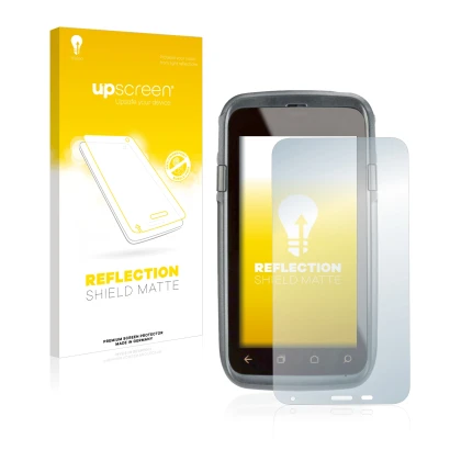 Vorderseite einer Produktverpackung mit dem Markenlogo upscreen. Daneben ist das Gerät Honeywell Dolphin CT60 XP mit dem zugeh