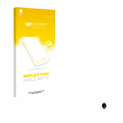 Vorderseite einer Produktverpackung mit dem Markenlogo upscreen. Daneben ist das Gerät Samsung Galaxy Watch 5 (40mm) mit dem z