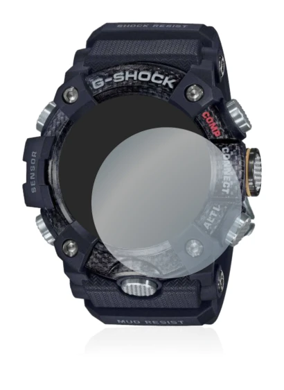 Abbildung des Geräts Casio G-Shock Mudmaster GG-B100-1AER mit einer Vielzahl des Displayschutzes.