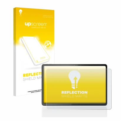 Vorderseite einer Produktverpackung mit dem Markenlogo upscreen. Daneben ist das Gerät Lenovo Tab P11 Gen 2 mit dem zugehörige