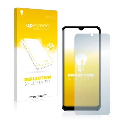 Vorderseite einer Produktverpackung mit dem Markenlogo upscreen. Daneben ist das Gerät Doogee X98 Pro mit dem zugehörigen Disp