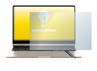 Abbildung des Geräts Samsung Galaxy Book3 360 15.6" mit einer Vielzahl des Displayschutzes.