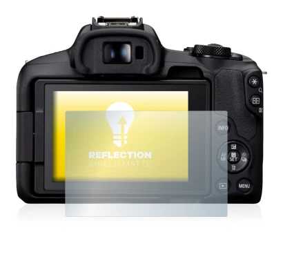Abbildung des Geräts Canon EOS R50 mit einer Vielzahl des Displayschutzes.