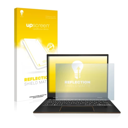 Vorderseite einer Produktverpackung mit dem Markenlogo upscreen. Daneben ist das Gerät MSI Summit E13 Flip Evo mit dem zugehör