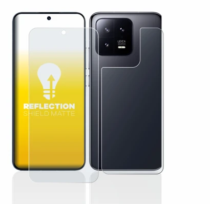 Abbildung des Geräts Xiaomi 13 (Display+Rückseite) mit einer Vielzahl des Displayschutzes.
