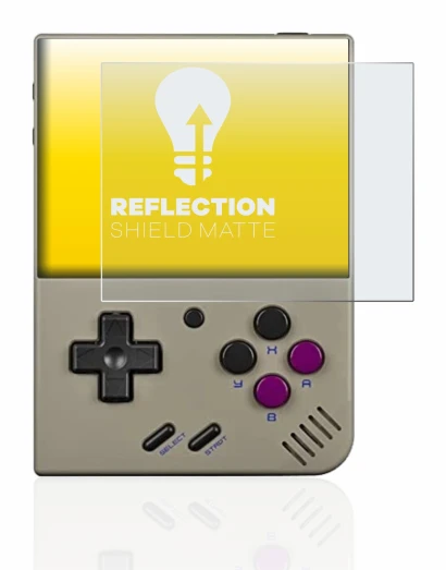 Abbildung des Geräts Miyoo Mini Plus mit einer Vielzahl des Displayschutzes.