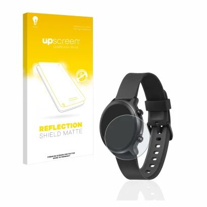 Vorderseite einer Produktverpackung mit dem Markenlogo upscreen. Daneben ist das Gerät Doro Watch mit dem zugehörigen Displays