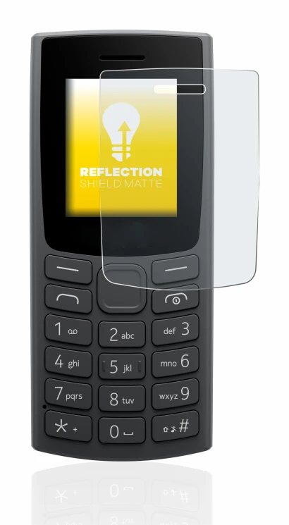 Abbildung des Geräts Nokia 105 (2023) mit einer Vielzahl des Displayschutzes.