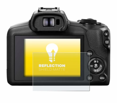 Abbildung des Geräts Canon EOS R100 mit einer Vielzahl des Displayschutzes.