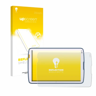 Vorderseite einer Produktverpackung mit dem Markenlogo upscreen. Daneben ist das Gerät Zebra ET40 10.1" mit dem zugehörigen Di