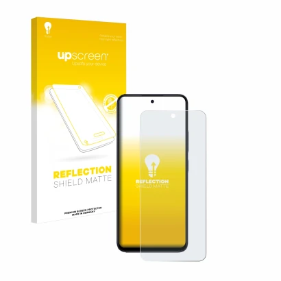 Vorderseite einer Produktverpackung mit dem Markenlogo upscreen. Daneben ist das Gerät Xiaomi Redmi 12 mit dem zugehörigen Dis