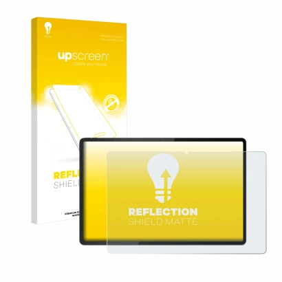 Vorderseite einer Produktverpackung mit dem Markenlogo upscreen. Daneben ist das Gerät Lenovo Tab Extreme mit dem zugehörigen 