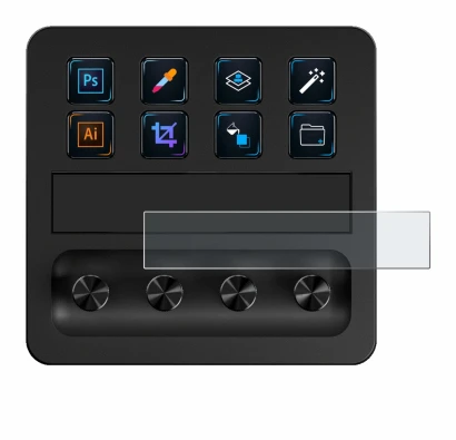 Abbildung des Geräts Elgato Stream Deck + mit einer Vielzahl des Displayschutzes.