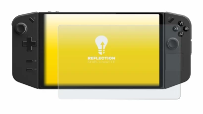 Abbildung des Geräts Lenovo Legion Go mit einer Vielzahl des Displayschutzes.