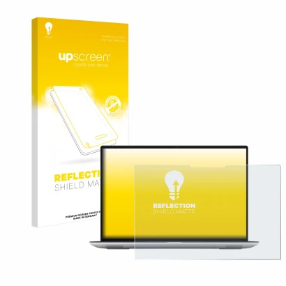 Vorderseite einer Produktverpackung mit dem Markenlogo upscreen. Daneben ist das Gerät Dell Precision 5480 Touch mit dem zugeh