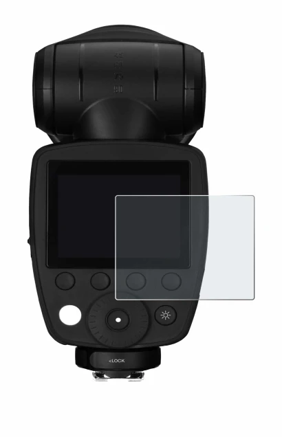 Abbildung des Geräts Profoto A10 mit einer Vielzahl des Displayschutzes.