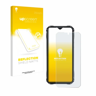 Vorderseite einer Produktverpackung mit dem Markenlogo upscreen. Daneben ist das Gerät Oukitel WP33 Pro mit dem zugehörigen Di