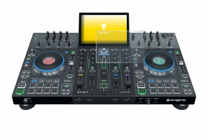 Abbildung des Geräts Denon DJ Prime 4+ mit einer Vielzahl des Displayschutzes.
