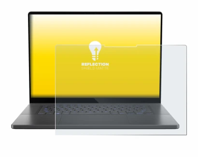 Abbildung des Geräts ASUS ROG Zephyrus G16 2024 mit einer Vielzahl des Displayschutzes.