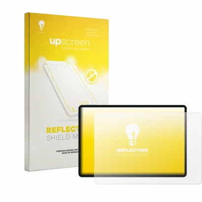 Vorderseite einer Produktverpackung mit dem Markenlogo upscreen. Daneben ist das Gerät Teclast P50 mit dem zugehörigen Display