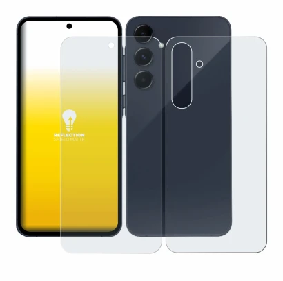 Abbildung des Geräts Samsung Galaxy A35 5G (Display+Rückseite) mit einer Vielzahl des Displayschutzes.