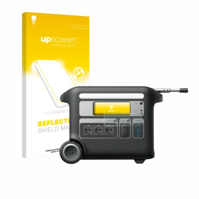 Vorderseite einer Produktverpackung mit dem Markenlogo upscreen. Daneben ist das Gerät Anker SOLIX F2000 mit dem zugehörigen D