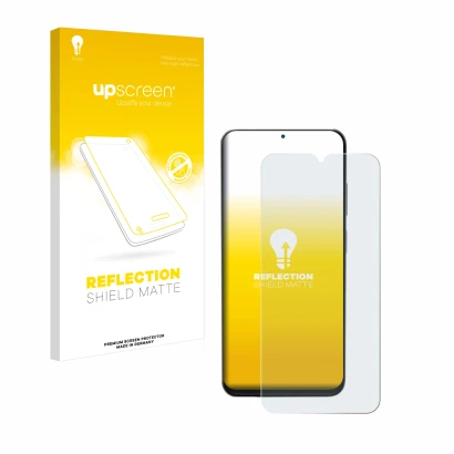 Vorderseite einer Produktverpackung mit dem Markenlogo upscreen. Daneben ist das Gerät Doogee N55 Pro mit dem zugehörigen Disp