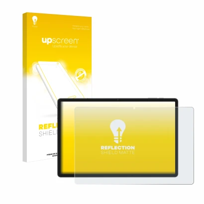 Vorderseite einer Produktverpackung mit dem Markenlogo upscreen. Daneben ist das Gerät Teclast T65 Max mit dem zugehörigen Dis