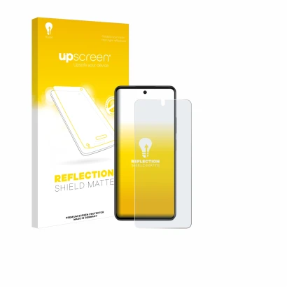 Vorderseite einer Produktverpackung mit dem Markenlogo upscreen. Daneben ist das Gerät Oppo A79 5G mit dem zugehörigen Display