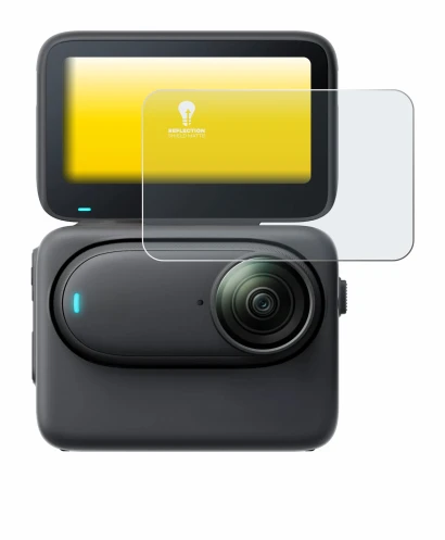 Abbildung des Geräts Insta360 Go 3S mit einer Vielzahl des Displayschutzes.