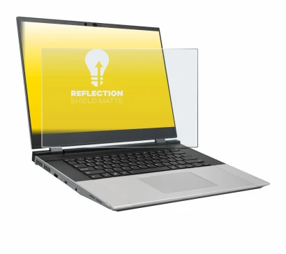 Abbildung des Geräts Framework Laptop 16 mit einer Vielzahl des Displayschutzes.