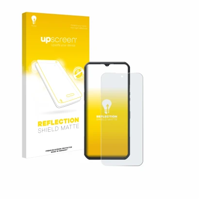 Vorderseite einer Produktverpackung mit dem Markenlogo upscreen. Daneben ist das Gerät Oukitel WP35 5G mit dem zugehörigen Dis