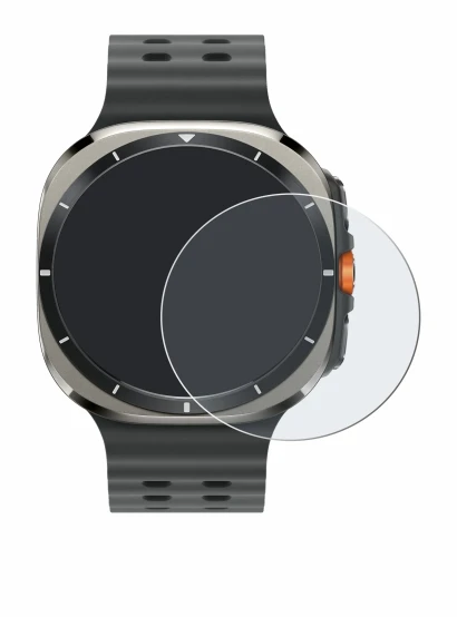 Abbildung des Geräts Samsung Galaxy Watch Ultra (47 mm) mit einer Vielzahl des Displayschutzes.