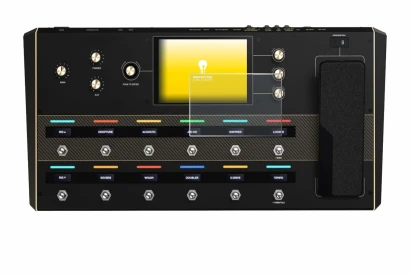 Abbildung des Geräts Headrush Prime mit einer Vielzahl des Displayschutzes.