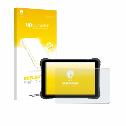 Vorderseite einer Produktverpackung mit dem Markenlogo upscreen. Daneben ist das Gerät Topicon MDT865 mit dem zugehörigen Disp