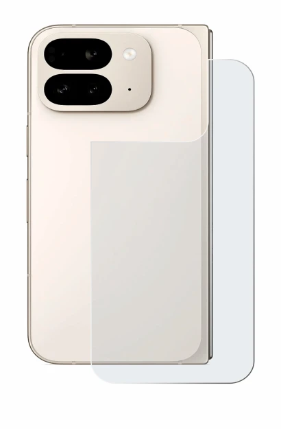Abbildung des Geräts Google Pixel 9 Pro Fold (Rückseite) mit einer Vielzahl des Displayschutzes.
